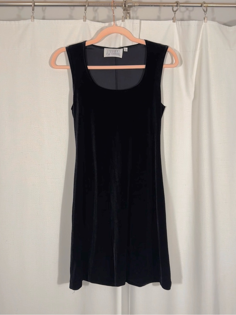 Vintage 90s Marian & Maral Black Velvet Mini Dress